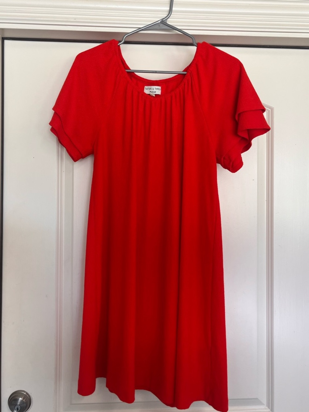 Madewell Orange Short-Sleeve Ruffle Dress